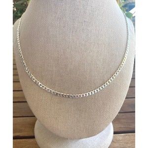Sterling Silver 925 Italy Curb Chain Necklace 9” Clasped